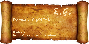 Rozman Györk névjegykártya